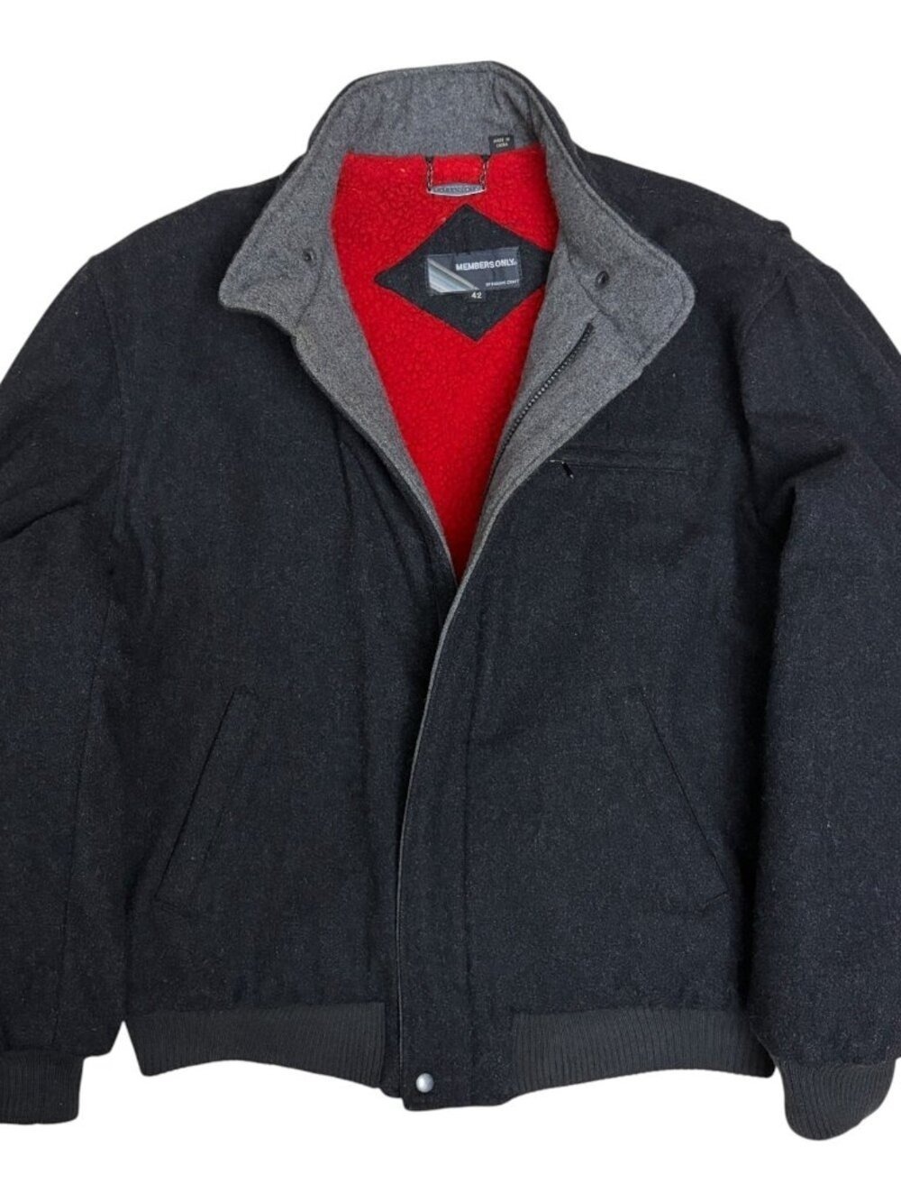 MEMBERS ONLY Vintage WOOL Jacket Fleece Bomber 90s Designer Coat Mens Medium